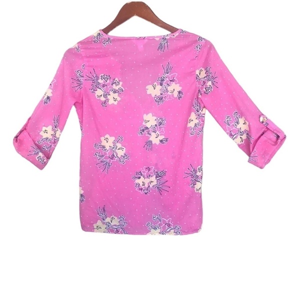 Lilly Pulitzer Hotty Pink Lady Loves Polka Dots Print Clementine Pullover Top - Picture 5 of 10